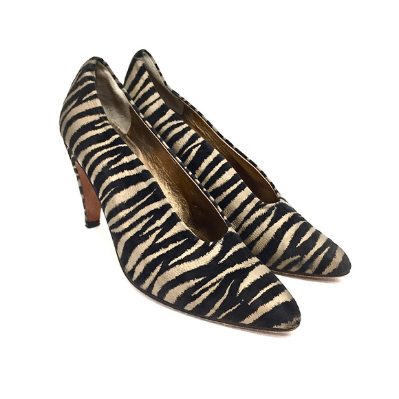 Via Spiga Shoes - Vintage Via Spiga Suede Tiger Striped Heels 7.5